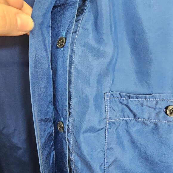 VTG Mens Business Casual Work Office Lounge 100% Silk Blue Dress Shirt Croquet M - Picture 6 of 9